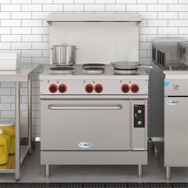 36 In. Commercial Electric Range with 6 Burners and 1 Standard Electric Oven