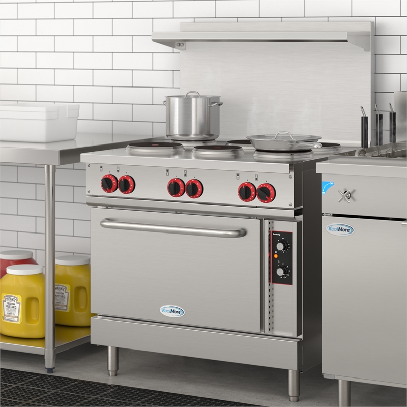 36 In. Commercial Electric Range with 6 Burners and 1 Standard Electric Oven