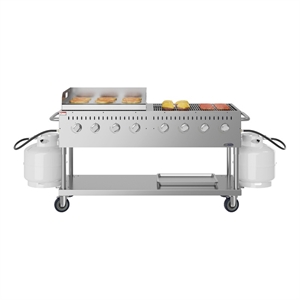 60&quot 8-Burner Commercial Outdoor Propane Gas Grill w/ 30&quot Griddle Stainless-Steel