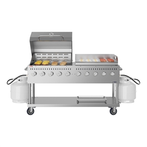 72&quot 10-burner commercial outdoor propane gas grill in stainless-steel