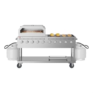 72&quot Commercial Outdoor Propane Gas Grill with 36&quot Pizza Oven in Stainless-Steel