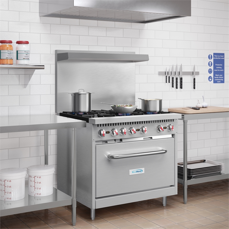 36 in. 6 Burner Commercial Liquid Propane Range in Stainless-Steel