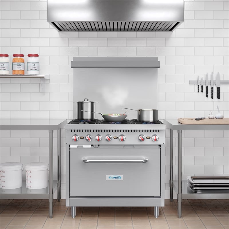 36 in. 6 Burner Commercial Natural Gas Range in Stainless-Steel