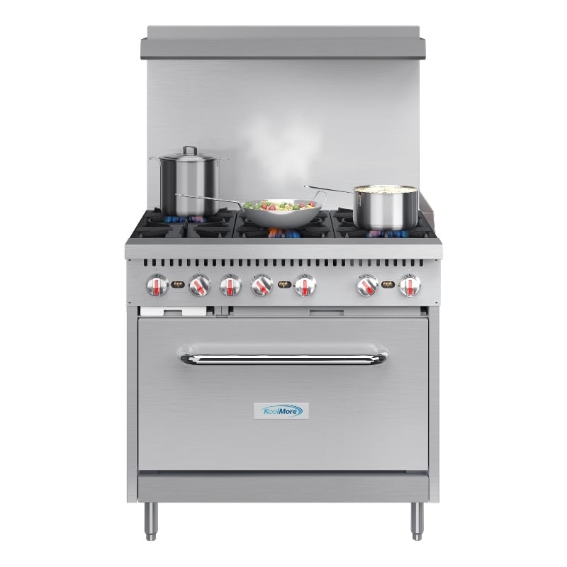 36 in. 6 Burner Commercial Natural Gas Range in Stainless-Steel