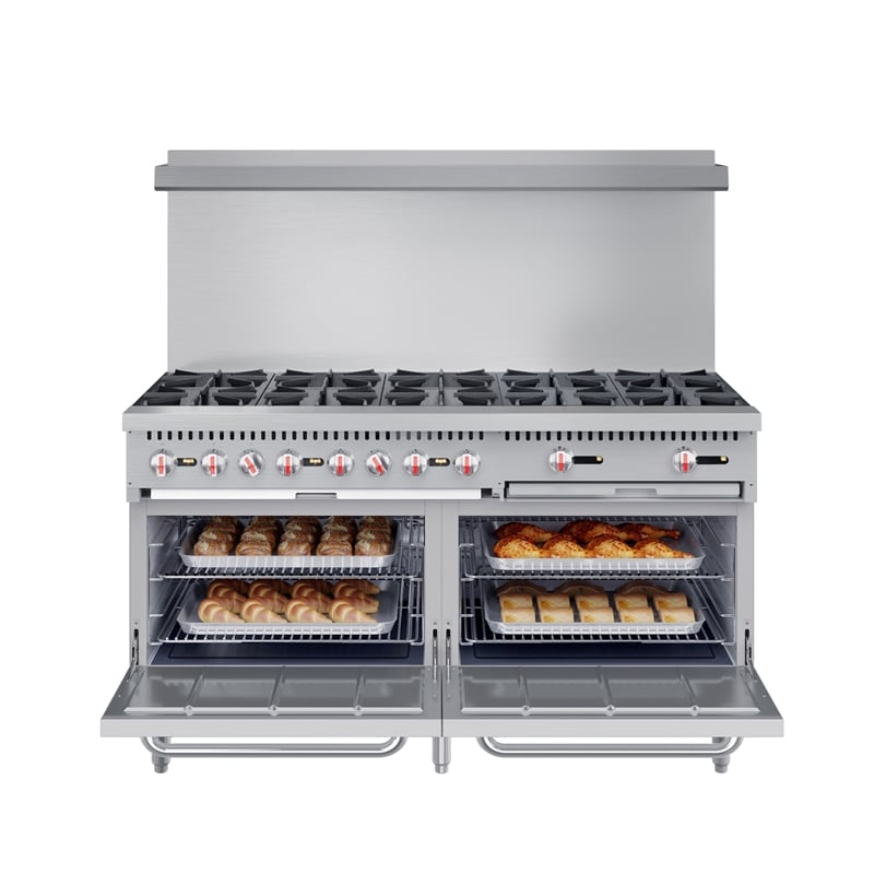 60 in. 10 Burner Commercial LP Range with Oven in Stainless-Steel