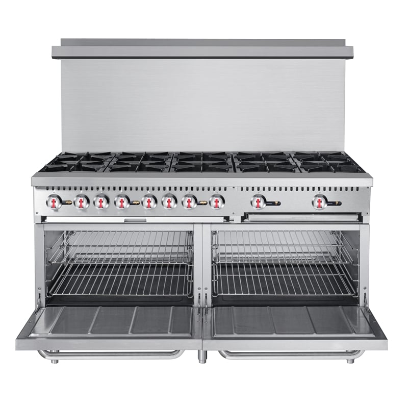 60 in. 10 Burner Commercial LP Range with Oven in Stainless-Steel