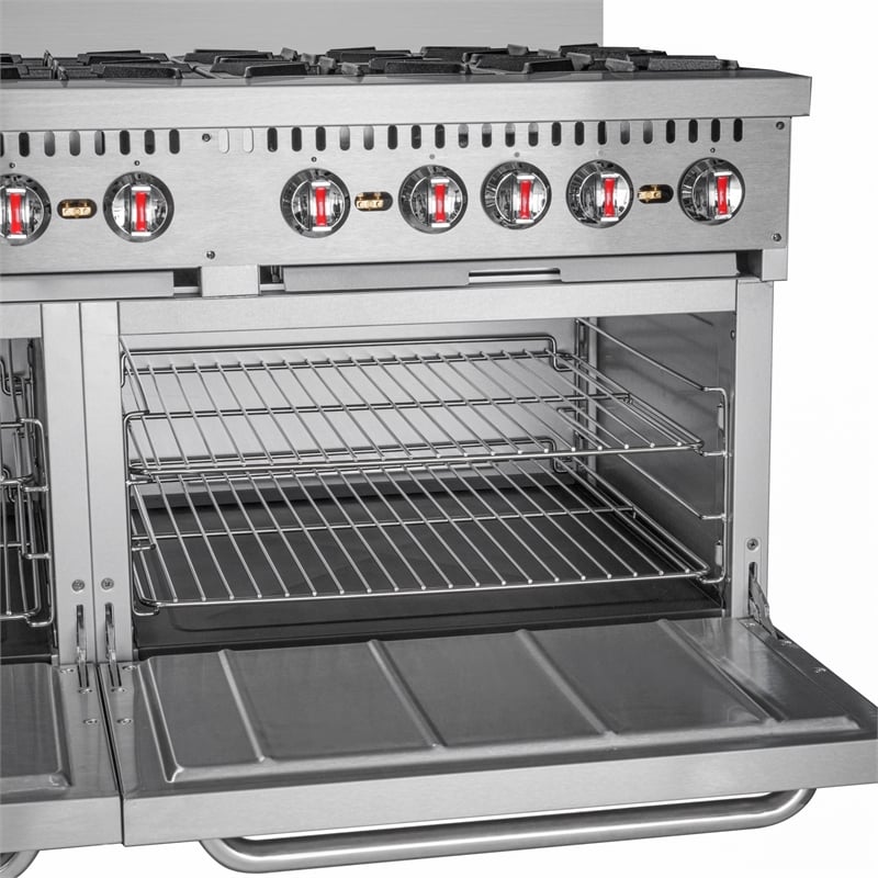 60 in. 10 Burner Commercial LP Range with Oven in Stainless-Steel