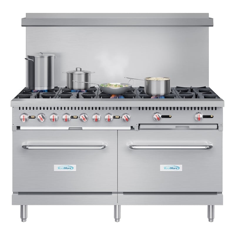 60 in. 10 Burner Commercial LP Range with Oven in Stainless-Steel