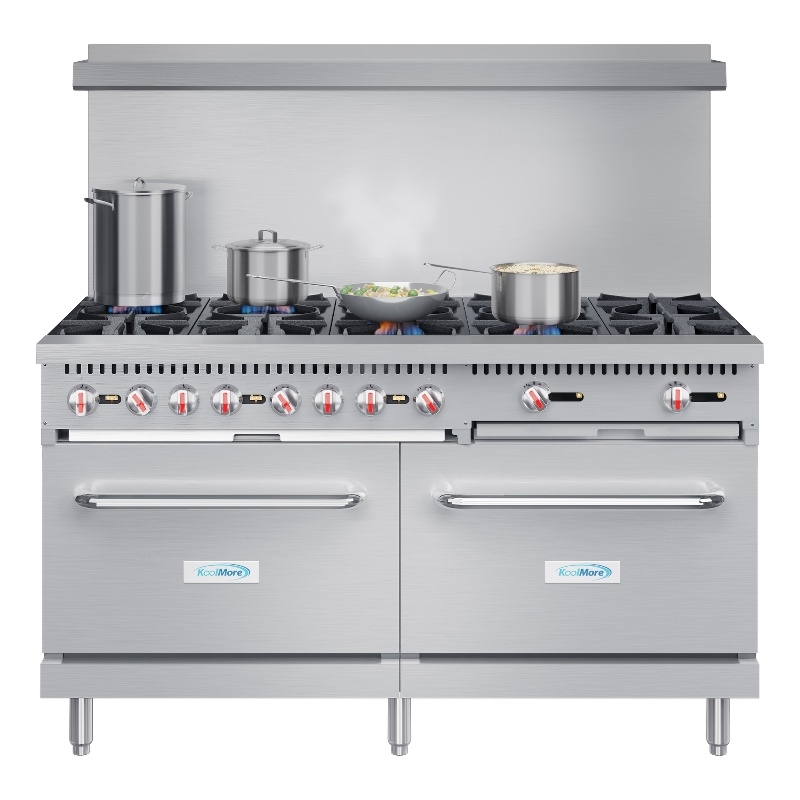 60 in. Commercial 10 Burner Natural Gas Range in Stainless-Steel