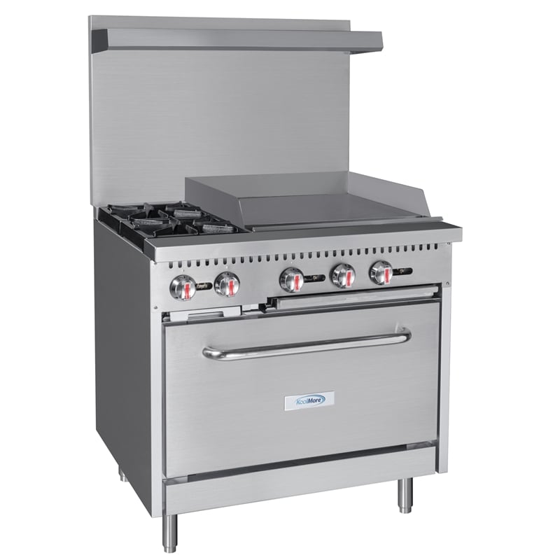 36 in. 2 Burner Commercial LP Range with 24 in. Griddle in Stainless-Steel