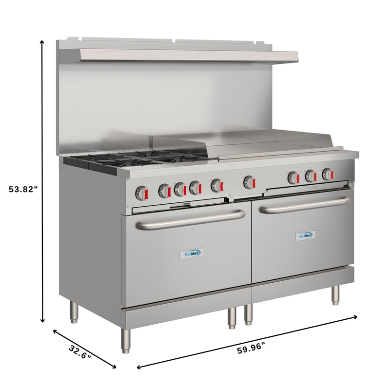 60 in. Commercial Natural Gas Range in Stainless-Steel
