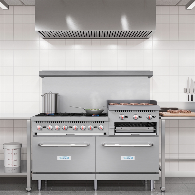 60 in. 6 Burner Commercial Natural Gas Range with 24 in. Griddle and Broiler