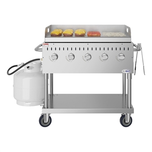 36&quot Commercial Outdoor Propane Grill with Griddle in Stainless-Steel