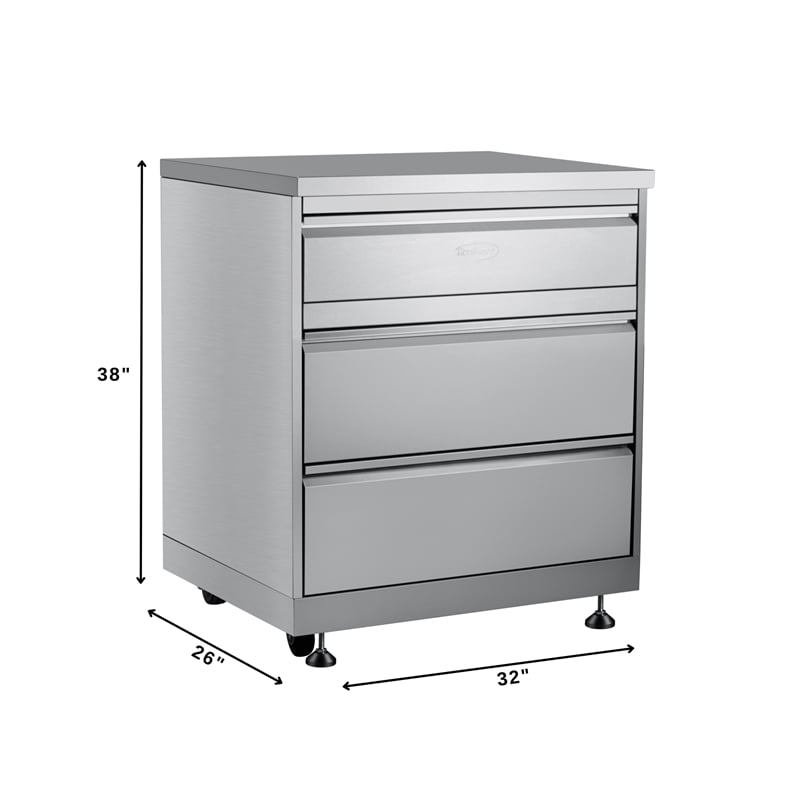 32 in. Stainless-Steel Outdoor Kitchen Cabinet with Three Drawers