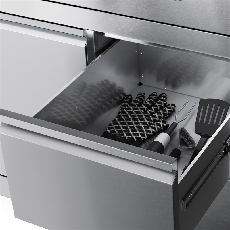 32 in. Outdoor Kitchen Liquid Propane Side Burner with Cabinet Stainless-Steel