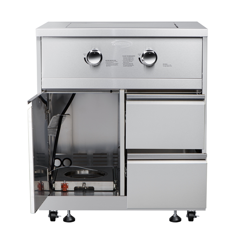 32 in. Outdoor Kitchen Liquid Propane Side Burner with Cabinet Stainless-Steel