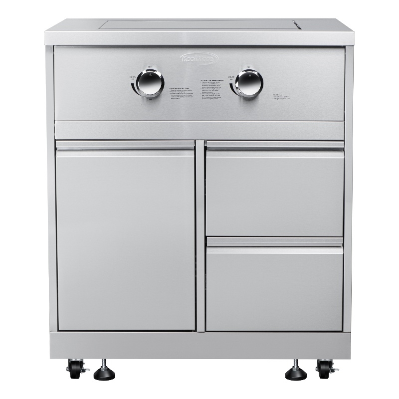 32 in. Outdoor Kitchen Liquid Propane Side Burner with Cabinet Stainless-Steel