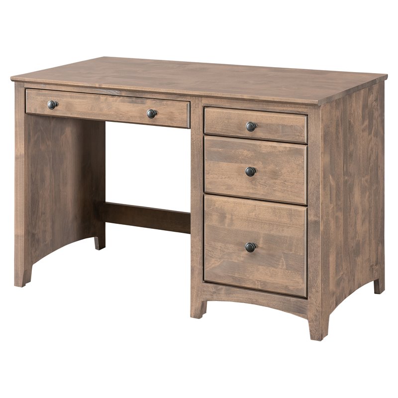 Coder Crossing 4-Drawer Traditional Alder Wood Desk in Sandy Gray