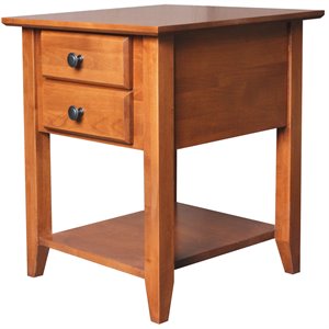 coder crossing 2-drawer traditional alder wood end table