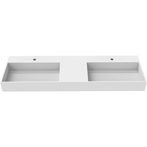 Juniper 60&quot Solid Surface Manmade Stone Bathroom Sink in White