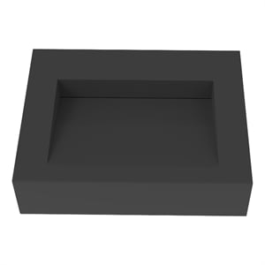 Castello USA Inc Pyramid 24&quot Solid Surface Bathroom Sink in Black No Faucet Hole