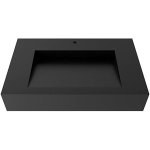 Castello USA Inc Pyramid 30&quot Solid Surface Manmade Stone Bathroom Sink in Black