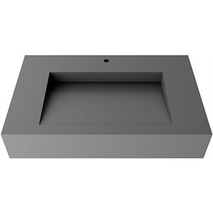 Castello USA Inc Pyramid 30&quot Solid Surface Manmade Stone Bathroom Sink in Gray