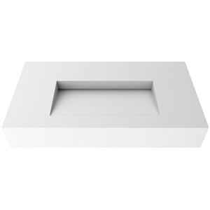 Pyramid 36&quot Solid Surface Bathroom Sink in White No Faucet Hole