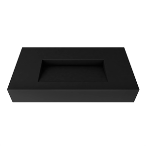 Pyramid 36&quot Solid Surface Bathroom Sink in Black No Faucet Hole