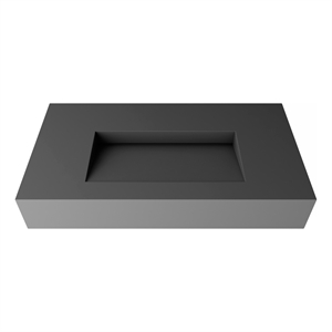 Pyramid 36&quot Solid Surface Bathroom Sink in Gray No Faucet Hole