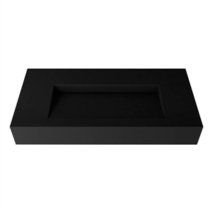Pyramid 48&quot Solid Surface Bathroom Sink in Black No Faucet Hole