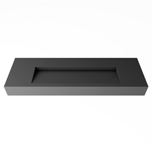Pyramid 60&quot Solid Surface Bathroom Sink in Gray No Faucet Hole