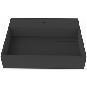 Castello USA Inc Juniper 24&quot Solid Surface Manmade Stone Bathroom Sink in Black