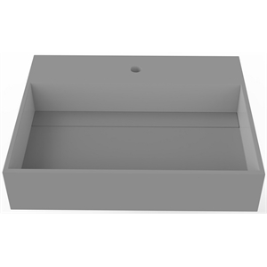 Castello USA Inc Juniper 24&quot Solid Surface Manmade Stone Bathroom Sink in Gray