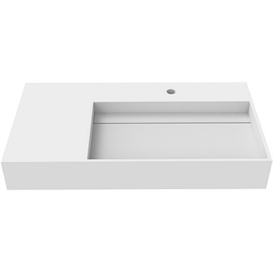 Castello USA Inc Juniper 36&quot Solid Surface Right Basin Bathroom Sink in White