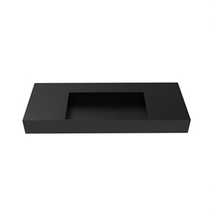 Juniper 48&quot Stone Bathroom Sink w/No Faucet Hole in Black
