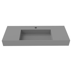 Juniper 48&quot Stone Wall-Mounted Bathroom Sink in Matte Gray