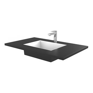 Castello USA Inc Serenity 36&quot Stone Vanity Top with Faucet Hole in Black/White