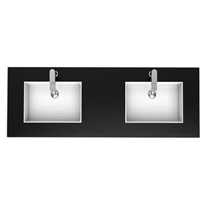 Serenity 60&quot Stone Vanity Top with Faucet Hole in Black/White