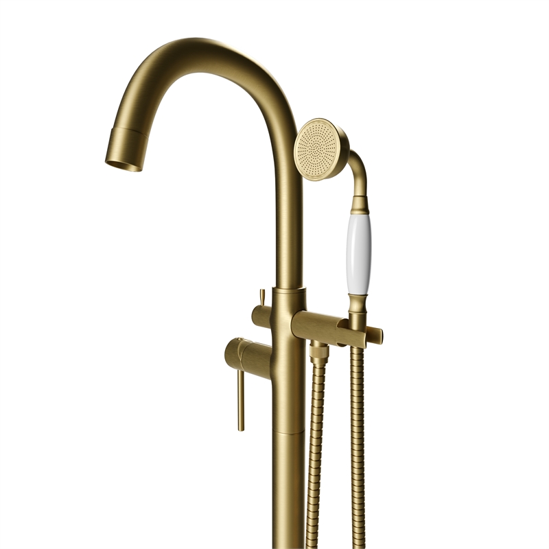 Castello USA Inc Neptune Brass Tub Filler w/Drift Handheld Shower in Gold
