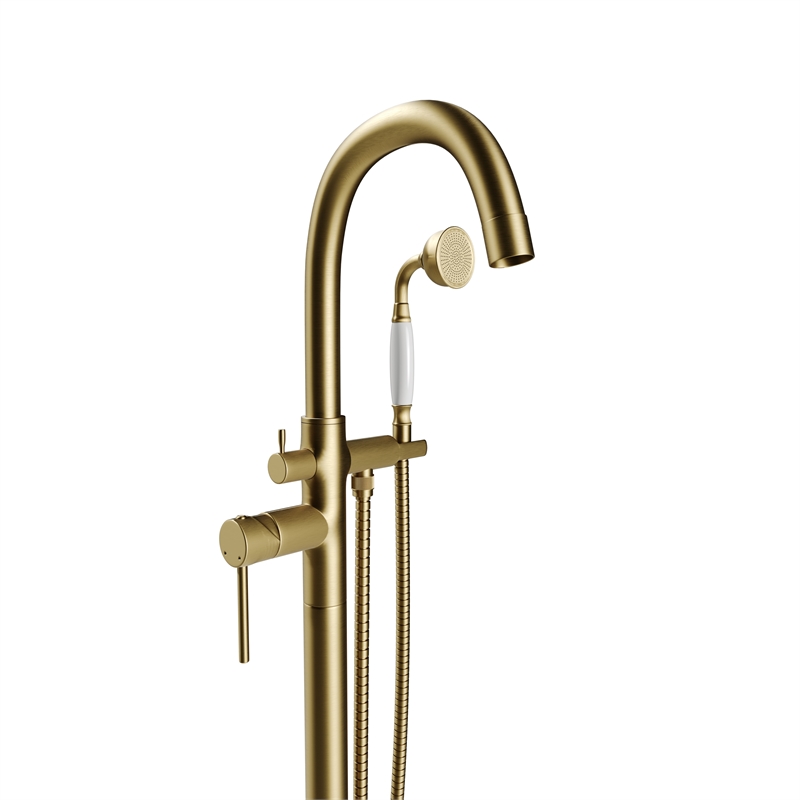 Castello USA Inc Neptune Brass Tub Filler w/Drift Handheld Shower in Gold
