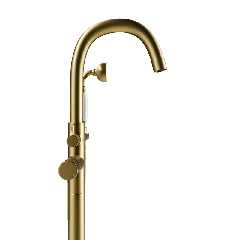 Castello USA Inc Neptune Brass Tub Filler w/Drift Handheld Shower in Gold