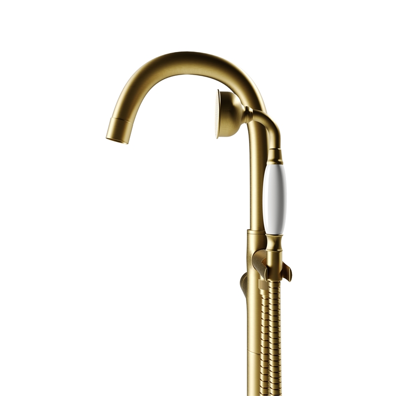 Castello USA Inc Neptune Brass Tub Filler w/Drift Handheld Shower in Gold