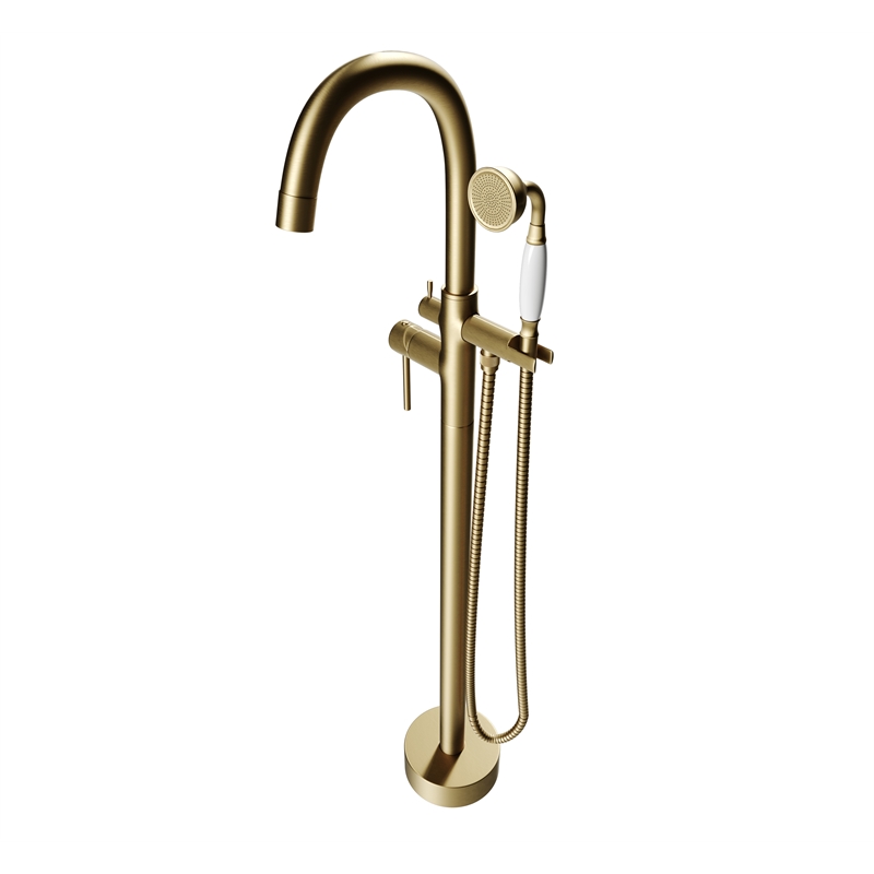 Castello USA Inc Neptune Brass Tub Filler w/Drift Handheld Shower in Gold