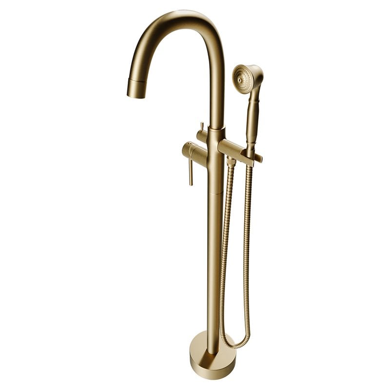 Castello USA Inc Neptune Brass Tub Filler w/Float Handheld Shower in Gold