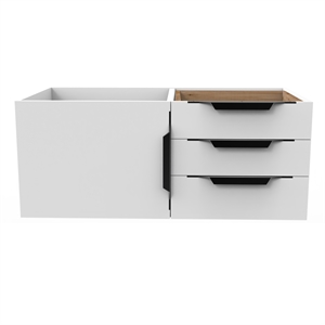 Castello USA Alpine 35&quot Wood Floating Vanity Base in White with Black Handles