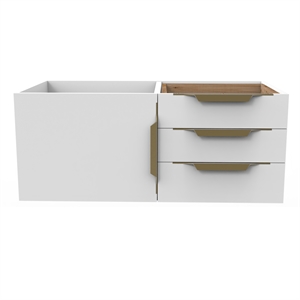 Castello USA Alpine 35&quot Wood Floating Vanity Base in White with Gold Handles