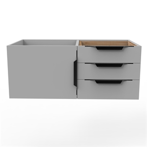 Castello USA Alpine 35&quot Wood Floating Vanity Base in Gray with Black Handles