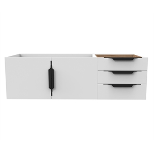Alpine 48&quot Wood Floating Vanity Base in White with Black Handles