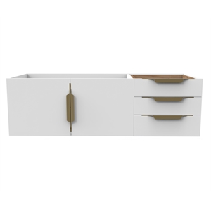 Alpine 48&quot Wood Floating Vanity Base in White with Gold Handles